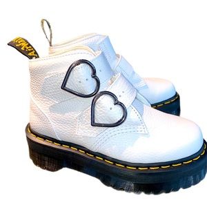 Dr. Marten Devon Heart white leather boots with heart buckle size 5 brand new